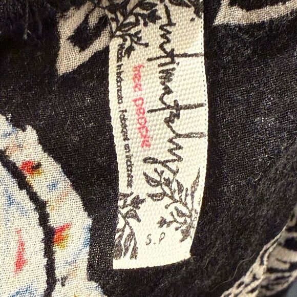 Free People Small Intimately Black Paisley Strappy V-Neck Slip Mini Dress - Picture 5 of 5